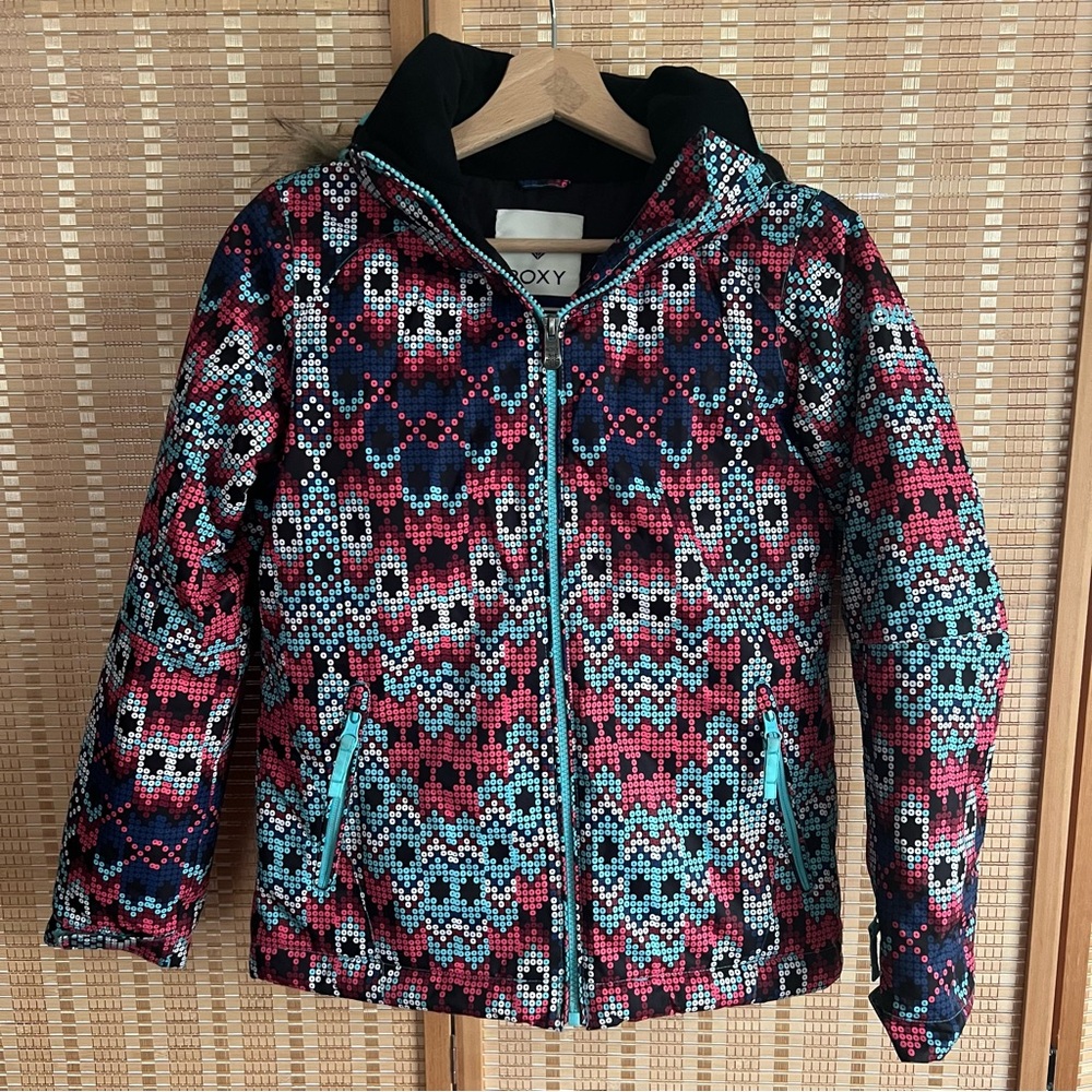 Roxy Colorful Patterned Snow Jacket Size  12